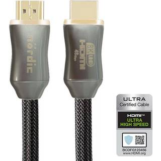 NORDIC CERTIFIED KABLER 3m Ultra High Speed HDMI 2.1 8K 60Hz 4K 120Hz 48Gbps Dynamic HDR eARC VRR nylon flettet kabel forgyldt ekstra holdbart