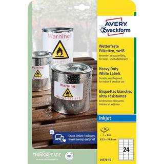 Avery J4778-10 Holdbare etiketter, hvide 45,7x21,2mm 10ark