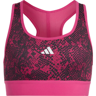 AEROREADY PowerReact Animal Print Padded sports-bh - Semi Lucid Fuchsia / Carbon / White - 152