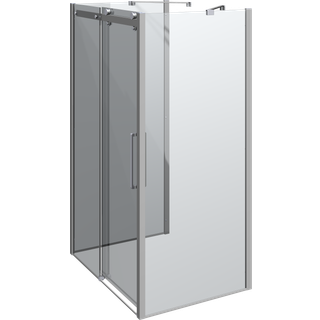 Dansani Deluxe skydedør med 2 sidevægge, vendbar, 120x90 cm Krom/klart glas