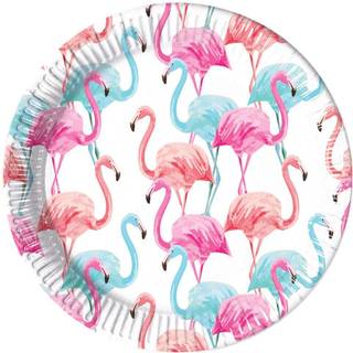 Tallerkner Mix Flamingo -8 Stk 23 cm
