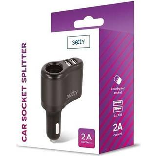 Splitter til cigarettænderudtaget 2 x USB