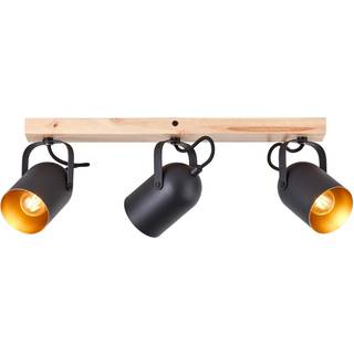 Tronte loftspot, længde 57,5 cm, sort/guld, 3-lys.