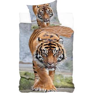 Sengetøj 150x210 cm - Tiger motiv - Vendbar dynebetræk - 100% bomulds sengesæt