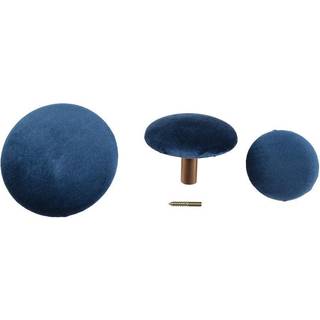 3 knobs i blåt velour og messing look - 4494022