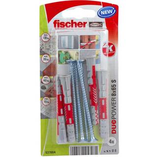 Fischer DuoPower 8 x 65 mm S Universel nylonplug med skruer - 4 stk.