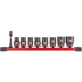 Milwaukee 3/8" slagtoppesæt kort 9 dele. 8, 10, 12, 13, 14, 15, 17, 19mm
