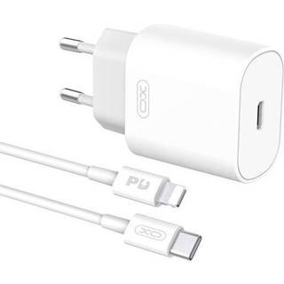 FORÅRSUDSALG - oplader XO L91, USB-C, 25W + USB-C til Lightning-kabel (Hvid)