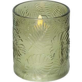 Star Trading - LED Block Light Flame Leaf - 10 cm - Grøn