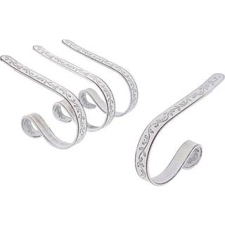 Haute -indretning Den originale Mantleclip -str?mpeholder med Holly Pr?get design- 4 Pack (Whitewash) - Julestr?mpeoph?ng Justerer for at passe t