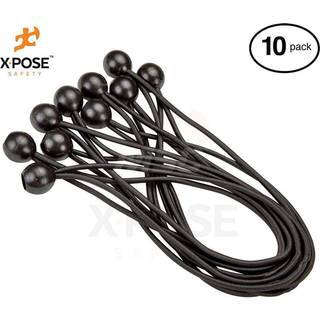 Xpose Safety Bungee Ball Cords 9 """" 10 Pack Heavy Duty Black Stretch Rope med kugleb?nd til baldakiner Tarps Walls Kabelorganisation