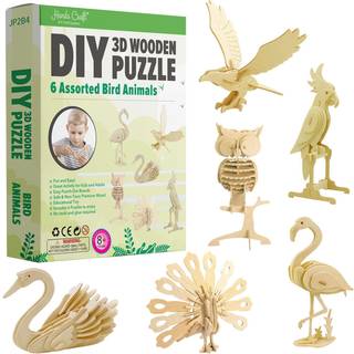 Hands Craft DIY 3D Tr?puslespil - 6 Assorterede fugle dyr bundt pakning S?t hjerneteaser Puslespil Uddannelsesstamme Toy Voksne og b?rn til at by