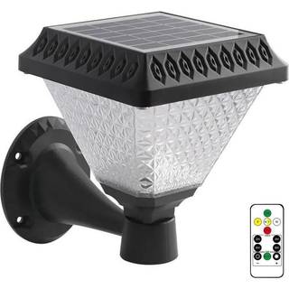 LED Solcelle Væglampe - RF-Kontrol, CCT, 3-i-1, Sort Hus, IP44, 160x160x230mm - Kulør : 3-i-1