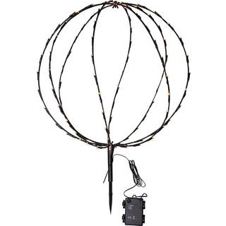 LED-lampe med jordspyd Kugle, Ø 50 cm, sort metalbatteri