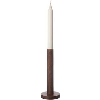 Lysestage i træ mørkebrun, 20 cm