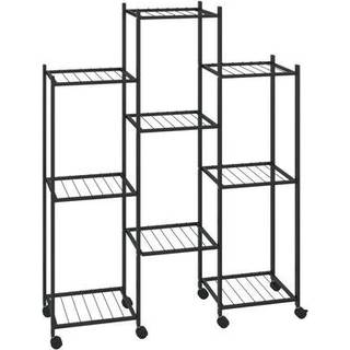 blomsterstativ med hjul 83x25x103,5 cm jern sort