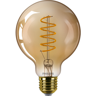 Philips Classic LED Globe E27 filament Rav 95mm 4W 250lm - 818 ekstra varm hvid | dæmpbar - erstatter 25W