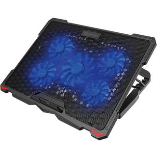 PLATINET Bærbar Laptop Køler m. 5 Blæsere + LED - Sort