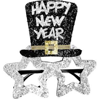 Sølv briller Happy New Year