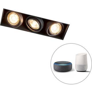 Moderne smart indbygningsspotlight sort trimless inkl. 3 GU10 Wifi - Oneon 3