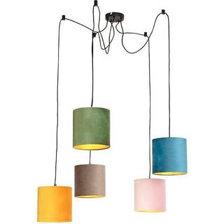 Pendellampe med 5 farvede fløjlsskærme 20 cm - Cava
