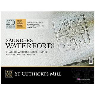 Saunders Waterford High White hellimet akvarelblok GT – 41×31 cm, 20 ark, 300 g/m²