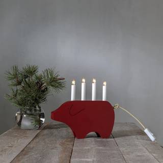 Star Trading - Advent Candlestick Gry - Red - 28 cm