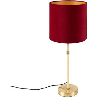 Bordlampe guld/messing med rød fløjlsskærm 25 cm - Parte