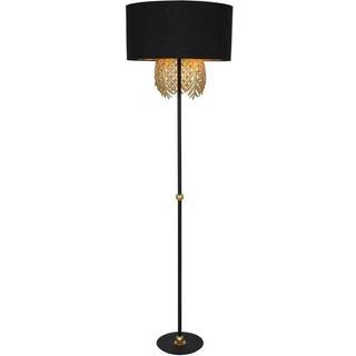 Lucande Malviras gulvlampe i stof med bladdekoration