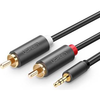 Ugreen AV102 10772 3.5 mm til 2RCA kabel, 1 meter, grå