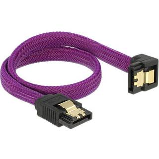 Delock - SATA 600 nylon vinklet kabel - Lilla - 30 cm
