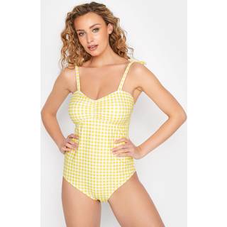 Lts Tall Yellow Gingham Tie Shoulder Swimsuit 14 Lts | Tall Women's Swimsuits