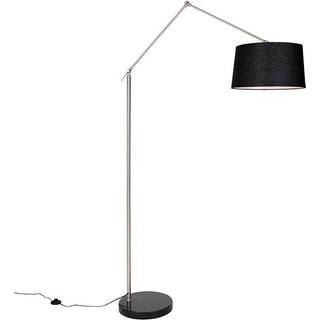 Moderne gulvlampe stål med skærm sort linned 45 cm - Editor