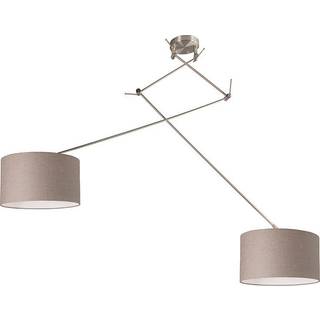 Stål pendellampe med skærm 35 cm Taupe justerbar 2-lys - Blitz