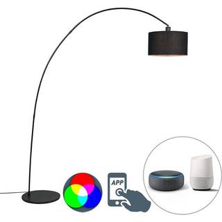 Smart moderne buegulvlampe sort inkl. A60 Wifi - Vinossa