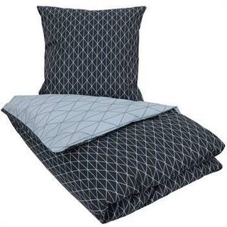 Sengetøj dobbeltdyne 200x220 cm - Harlequin blå - Dobbelt dynebetræk med 2 design - 100% Bomuld