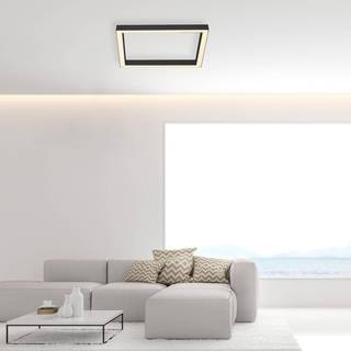 LED-loftlampe PURE Lines, 55x55 cm, antracit, CCT, fjernbetjening
