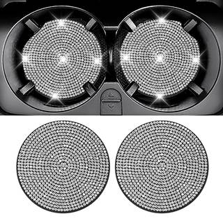 NBTEPEM 2PCS Bling Car Cup Holder Coaster 2,75 tommer Anti-Slip Stockfast Universal Fashion Coasters Inds?t Crystal Rhinestone Automotive Interio
