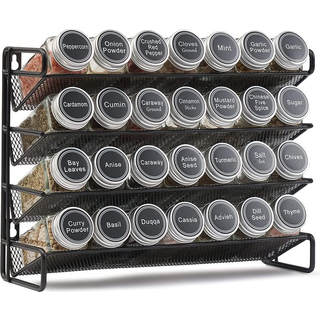 Spaceaid Spice Rack Organizer med 28 krydderi -krukker 386 Spice Labels Chalk Marker og Funnel Set til skabet af bordplader eller d?r & v?gmonter