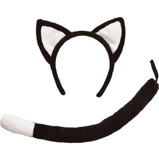 Kat med Hale - Maskeradetilbehør - Sort / Hvid