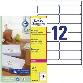 Avery LR7177-100 Etiketter af genbrugspapir med QuickPEEL™ 99,1x42,3mm 100ark