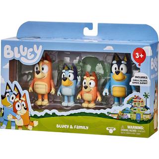 Bluey og familie: Bingo, Bandit og Chilli 4-figurer pakke leddede karakter-actionfigurer 2,5 tommer officielt samlerlegetøj