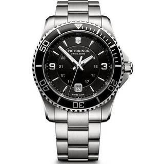 Victorinox Swiss Army Maverick Large Quartz Black Dial Stainless Steel Bracelet Men's Watch 241697