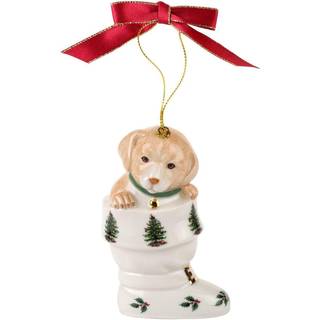 Spode juletræ hvalp i bagagerum ornament festlig ferie bauble til juletræ jordvarer hængende dekoration med rødt bånd for let hængende dekorativ