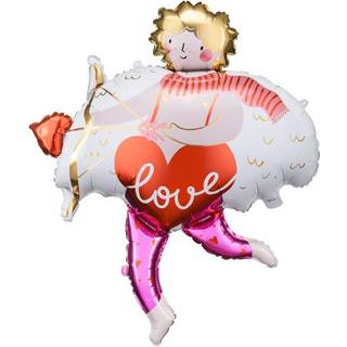 1 stk. Stor farverig Cupid folieballon, 82x99 cm før oppustning, perfekt til romantiske fester