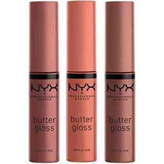 NYX Professional Makeup Butter Gloss Brown Sugar Non -Sticky Lip Gloss - Pack of 3 (Sugar High Spiked Toffee Butterscotch)