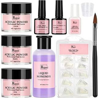 Akryl neglekit med prep dehydrator og primer akryl neglepulver og flydende sæt til akryl negleforlængelse Begynder DIY Nail Kit med alt