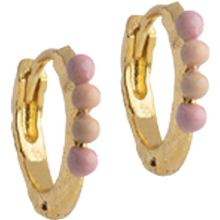 Enamel - Paula Hoops Ø10mm. i forgyldt sølv (Pink)**