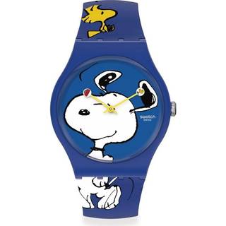 Swatch Peanuts Snoopy HEE HEE HEE Blue Dial and Silicone Strap Watch SO29Z106