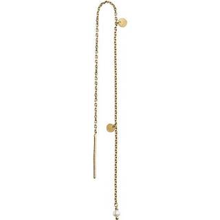 Stine A ørering - 1126 Dangling Petit Coin and Stone white pearl guldbelagt
